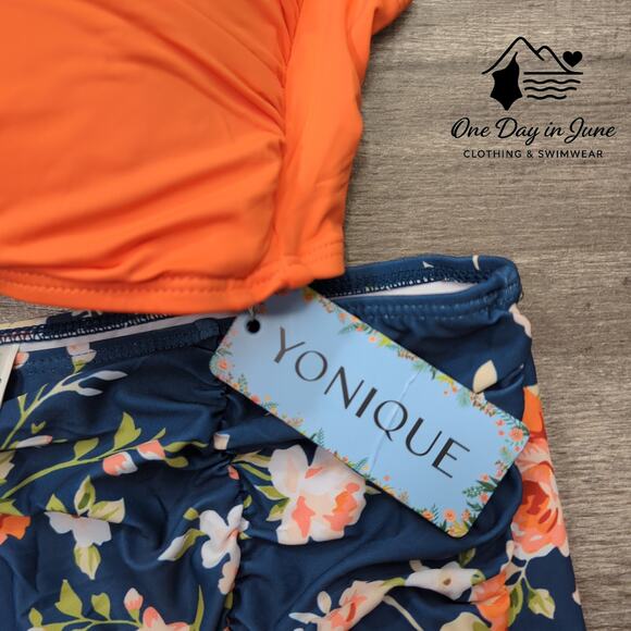 Yonique Plus Size Cross Front High Waist Bikini Swimsuit Size 12W - Picture 4 of 7